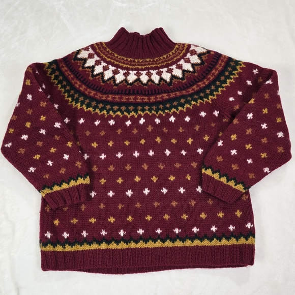 Gap Vintage fair isle wool mockneck sweater size M - Picture 1 of 9